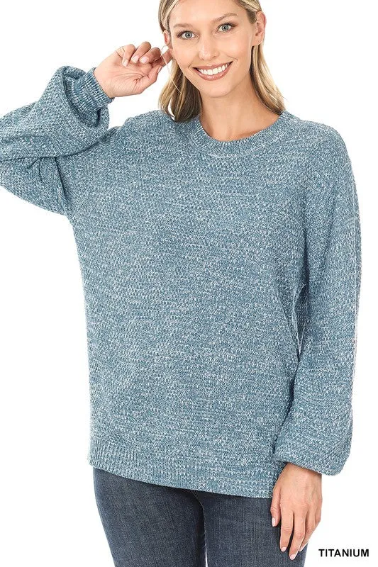 Balloon Sleeve Sweater - mustard, mocha, titanium