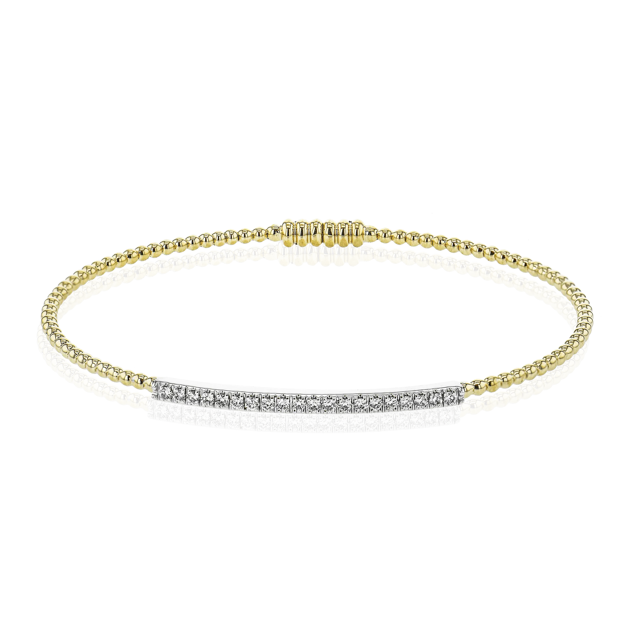 Beaded Bangle in 18k Gold with Diamonds LB2343-Y_WHITE_18K_X_YELLOW