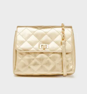 Bershka- Gold Quilted Handbag With Chain Detail