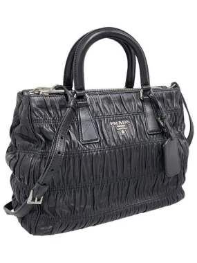 Black B2599L Nappa Goffre Shoulder Bag Strap