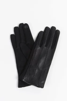 Black PU with Vertical Stitching Gloves