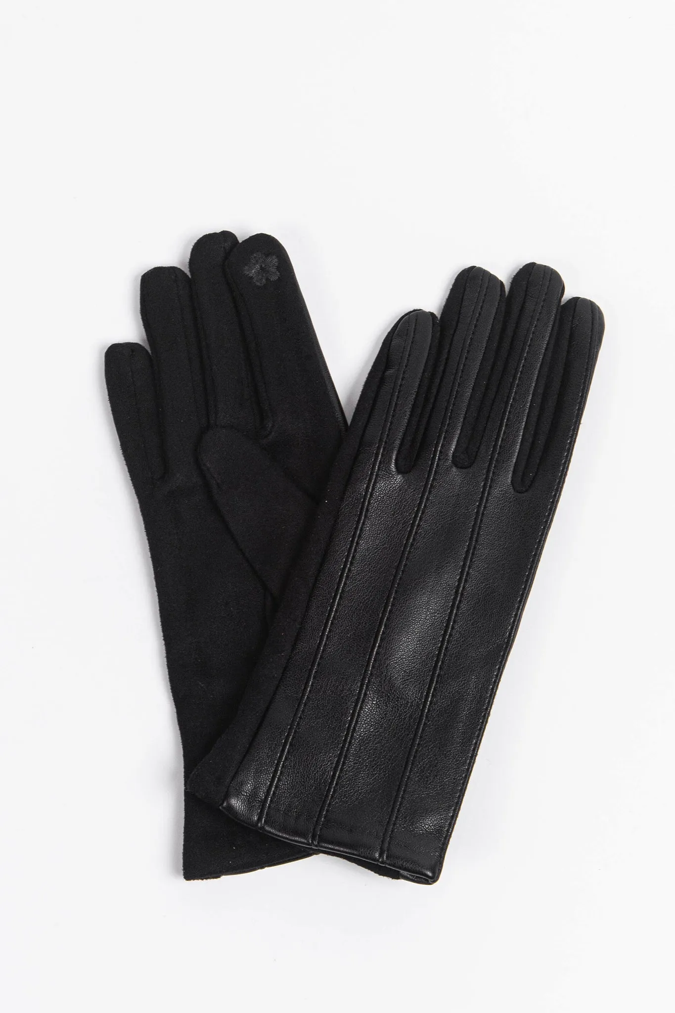 Black PU with Vertical Stitching Gloves