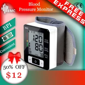 BMC Wrist Digital Blood Pressure Monitor Automatic Sphygmomanometer Smart Medical Machine Measure Pulse Rate Fitness Measurement