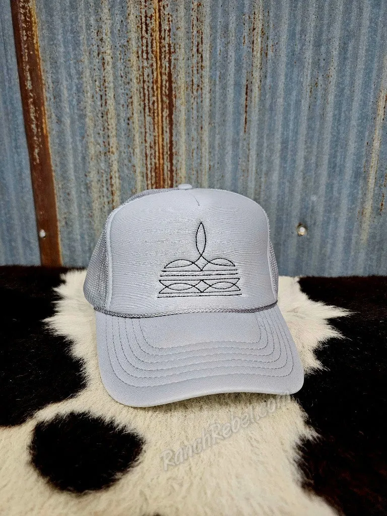 Boot Stitch Trucker Cap in Gray #5987