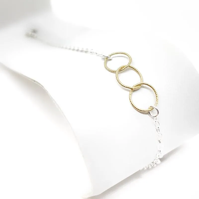 Bracelet - Mixed Trio Gold-filled Circles on Sterling Silver by Foamy Wader