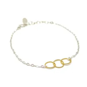 Bracelet - Mixed Trio Gold-filled Circles on Sterling Silver by Foamy Wader