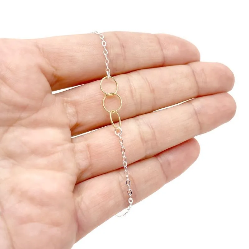 Bracelet - Mixed Trio Gold-filled Circles on Sterling Silver by Foamy Wader