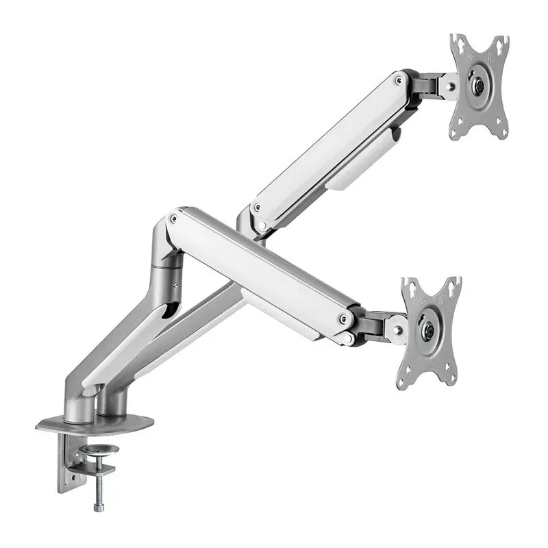 Brateck Dual Monitor Economical Spring-Assisted Monitor Arm Fit Most 17"-32" Monitors, Up to 9kg per screen VESA 75x75/100x100 Matte Grey