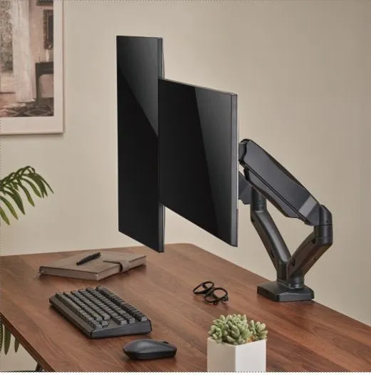 Brateck Economy Dual-Screen Spring-Assited Monitor Arm Fit Most 17"-32" Monitor Up to 9 kg VESA 75x75/100x100