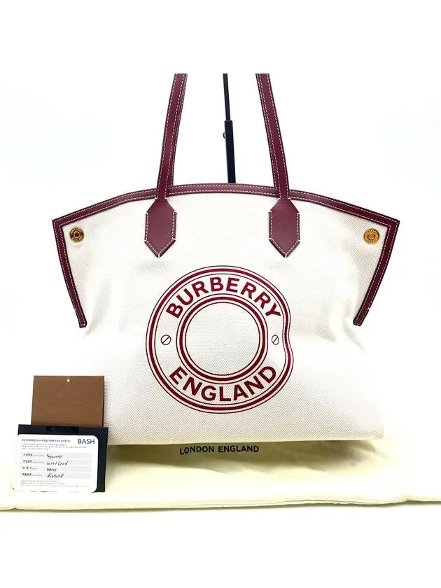 Burberry 8037378 Canvas Medium Logo Graphic Society Shoulder Bag