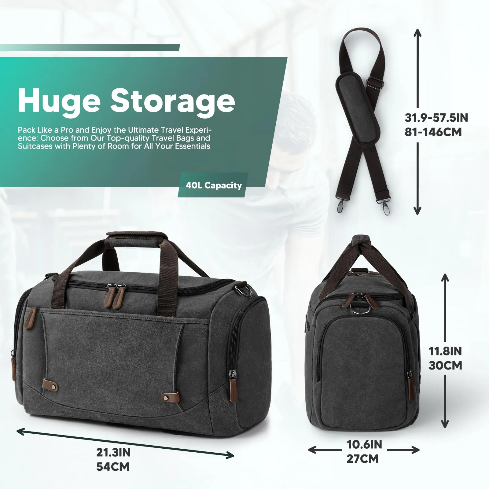 Canvas travel bag Vintage travel bag large capacity