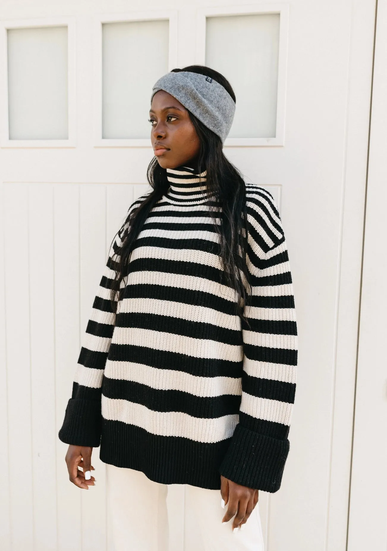 Cashmere & Merino Headband in Charcoal Melange