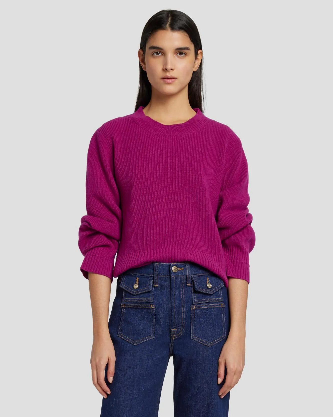 Cashmere Crewneck Sweater in Raspberry