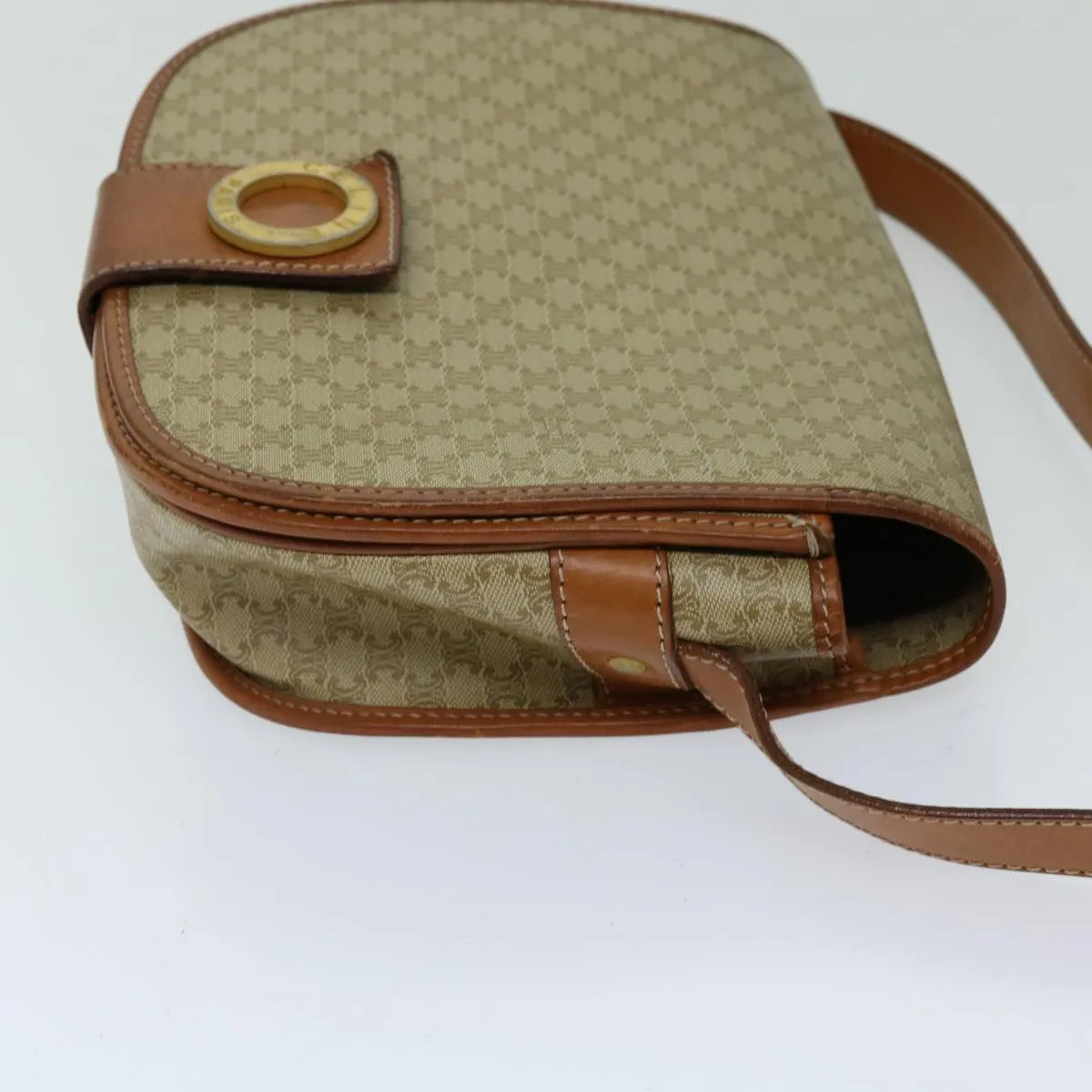 CELINE Macadam Canvas Shoulder Bag Beige 69533