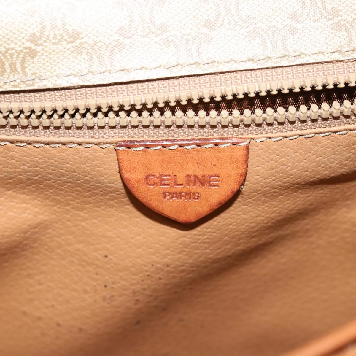 CELINE Macadam Canvas Shoulder Bag Beige 69533