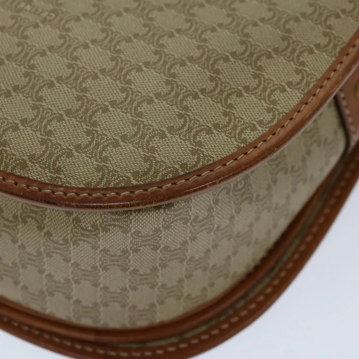 CELINE Macadam Canvas Shoulder Bag Beige 69533