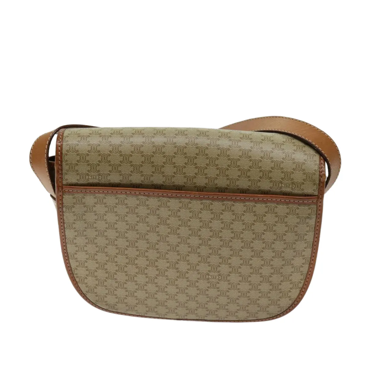 CELINE Macadam Canvas Shoulder Bag Beige 69533