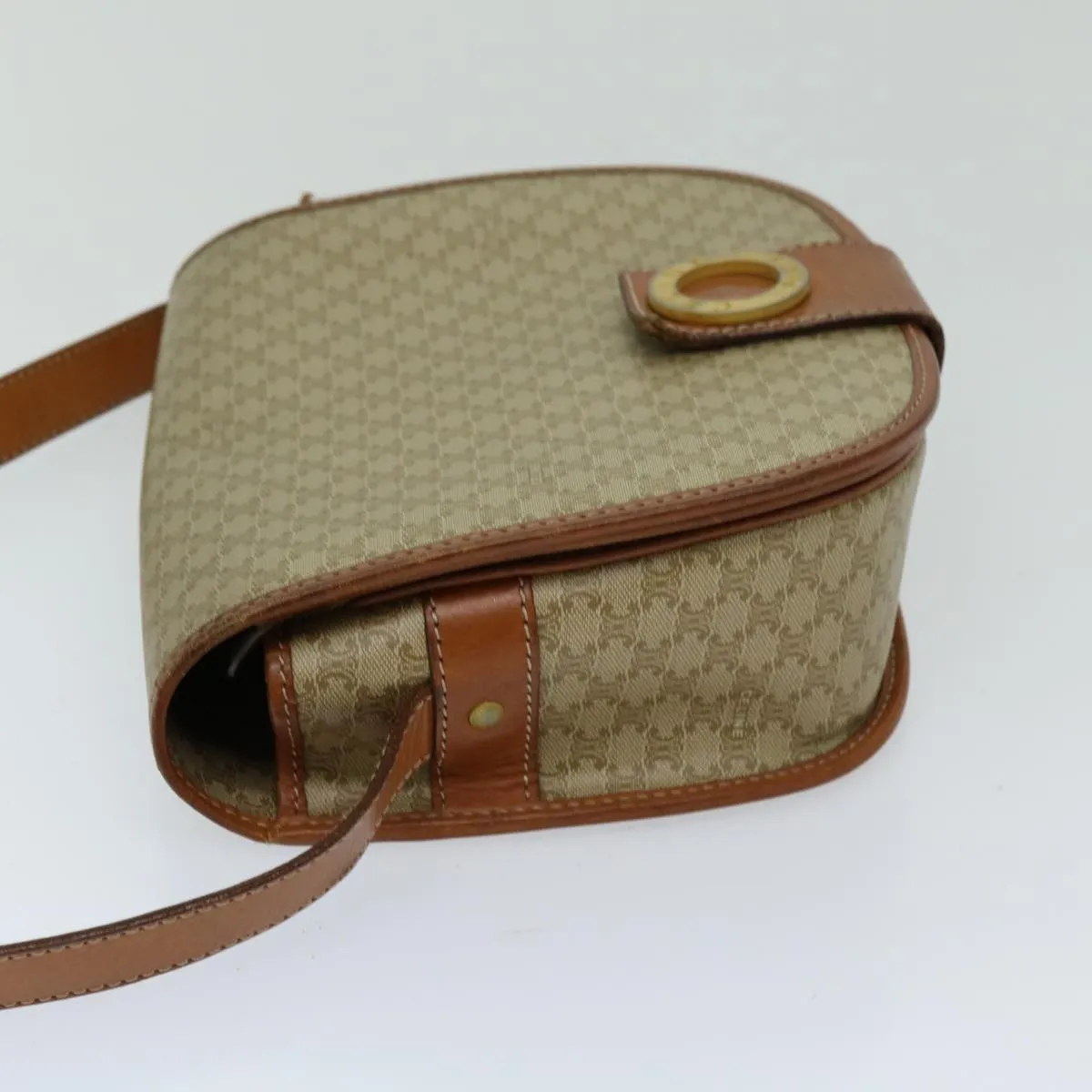 CELINE Macadam Canvas Shoulder Bag Beige 69533