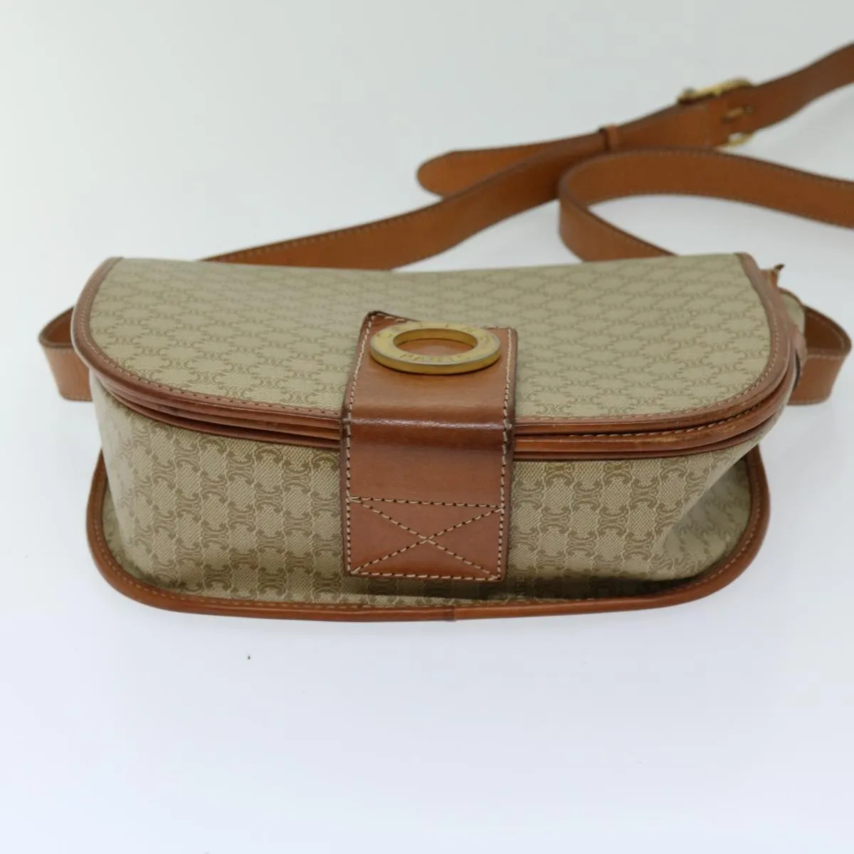 CELINE Macadam Canvas Shoulder Bag Beige 69533