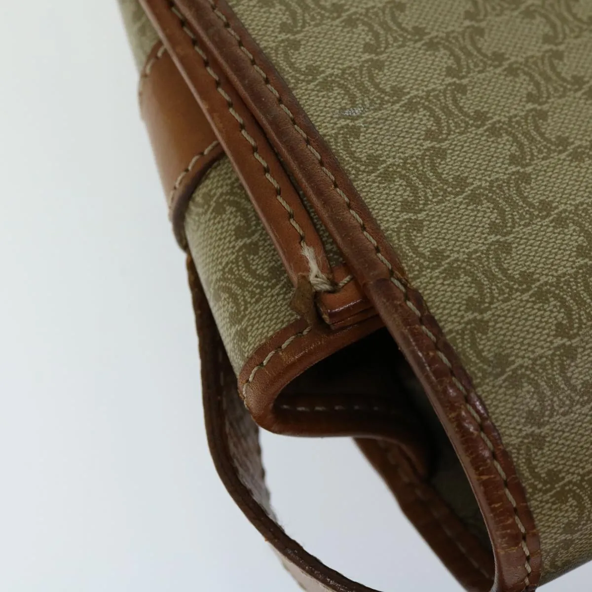 CELINE Macadam Canvas Shoulder Bag Beige 69533