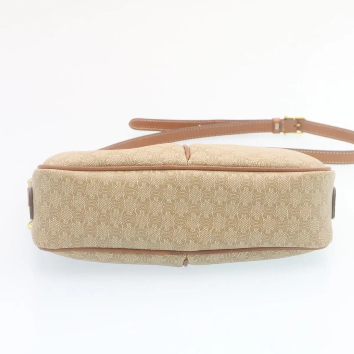 CELINE Macadam Canvas Shoulder Bag PVC Leather Beige 34678