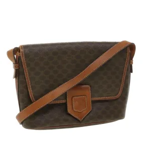 CELINE Macadam Canvas Shoulder Bag PVC Leather Brown 34058