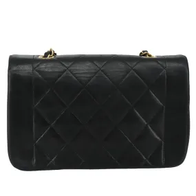 CHANEL Chain Diana Shoulder Bag Lamb Skin Black Gold CC PP139