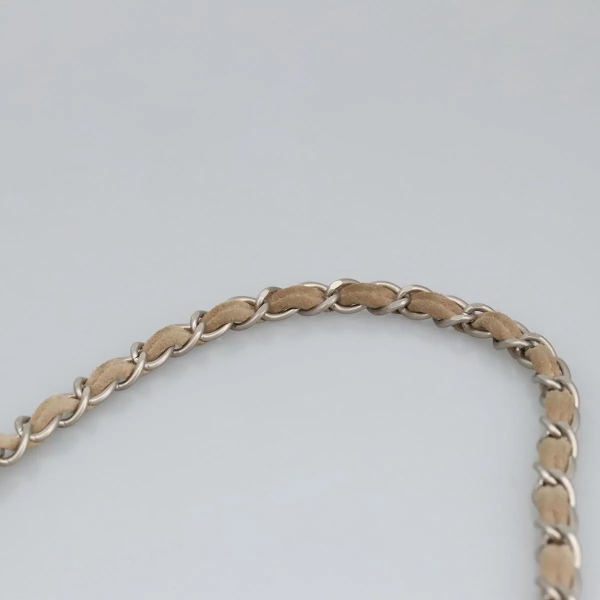 CHANEL Choco Bar Chain Shoulder Bag Suede Beige CC yb716
