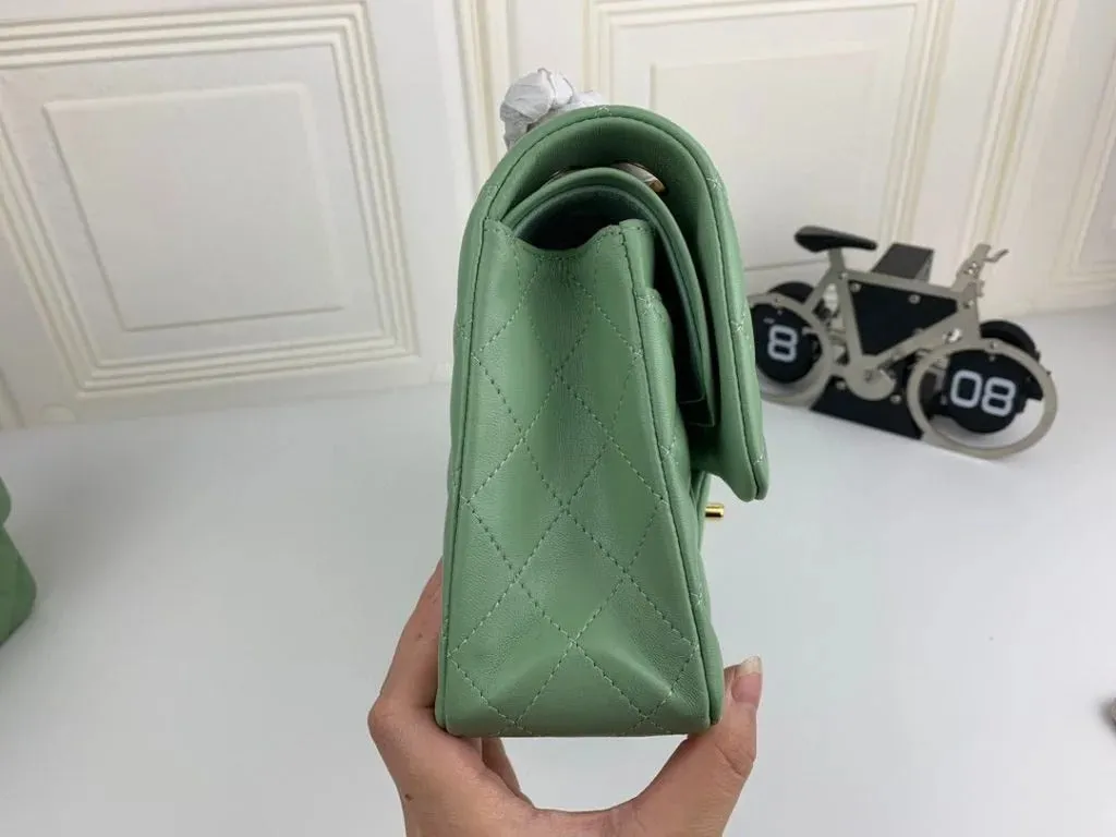 Chanel Classic Double Flap 25 Shoulder Bag Emerald Green