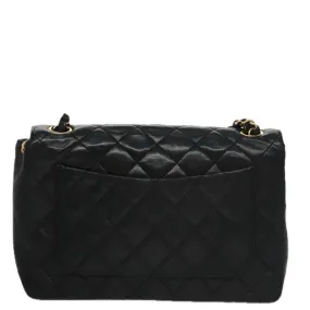 CHANEL Matelasse Chain Shoulder Bag Lamb Skin Black Gold CC PP076