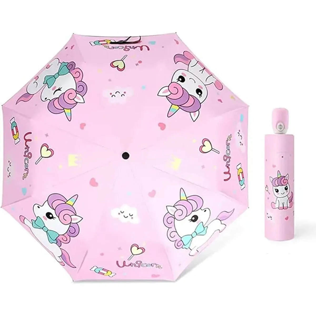 Children Unicorn Umbrella Cartoon Unicorn Windproof Manual Automatic Folding Umbrella