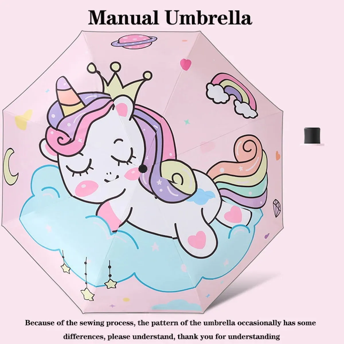 Children Unicorn Umbrella Cartoon Unicorn Windproof Manual Automatic Folding Umbrella