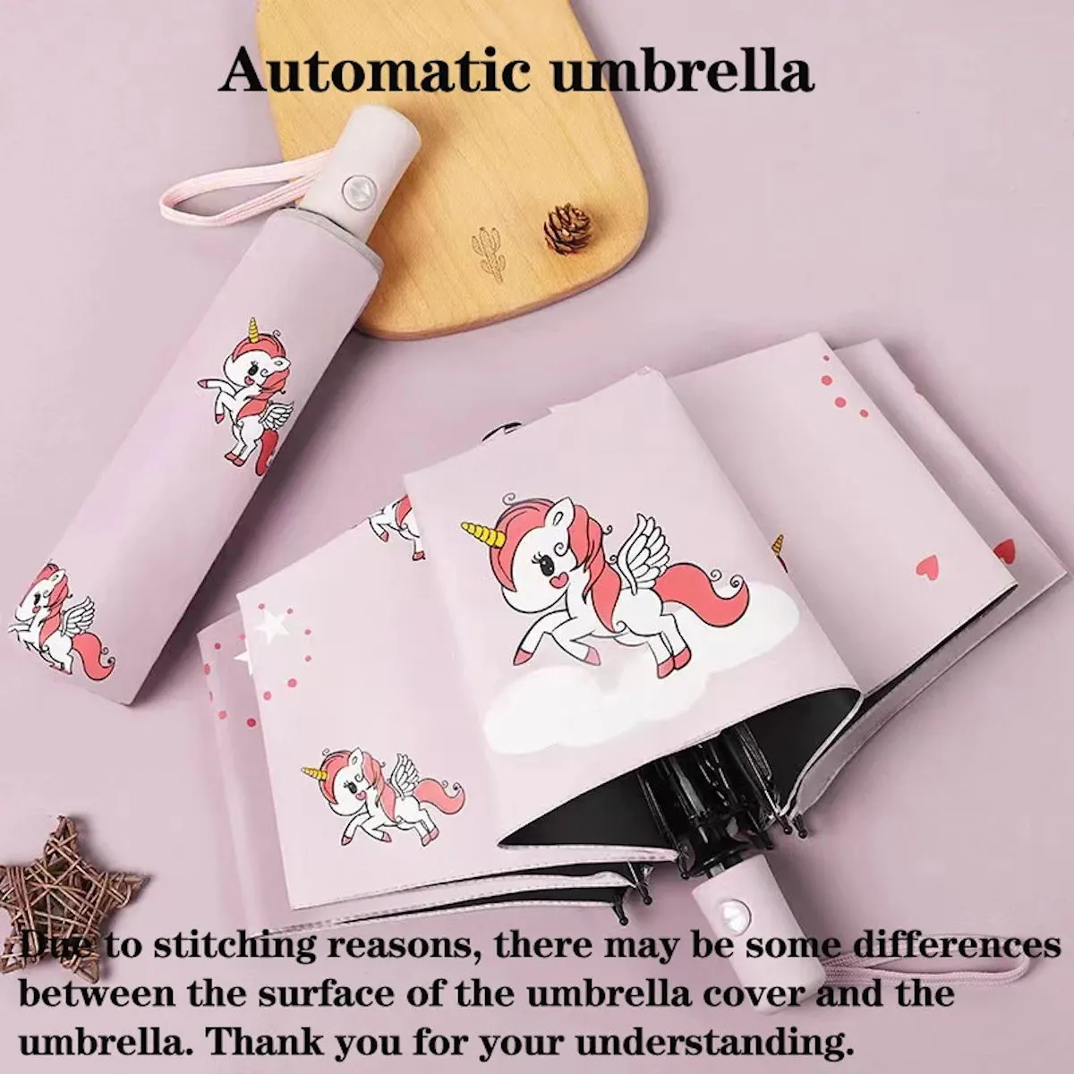 Children Unicorn Umbrella Cartoon Unicorn Windproof Manual Automatic Folding Umbrella