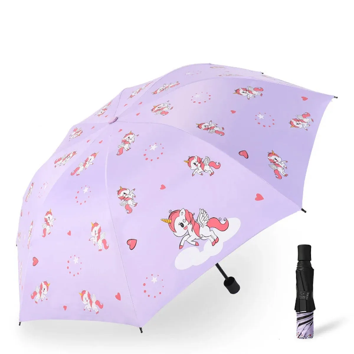 Children Unicorn Umbrella Cartoon Unicorn Windproof Manual Automatic Folding Umbrella