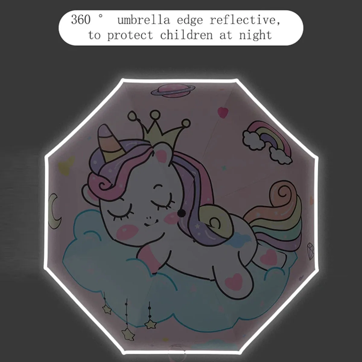 Children Unicorn Umbrella Cartoon Unicorn Windproof Manual Automatic Folding Umbrella