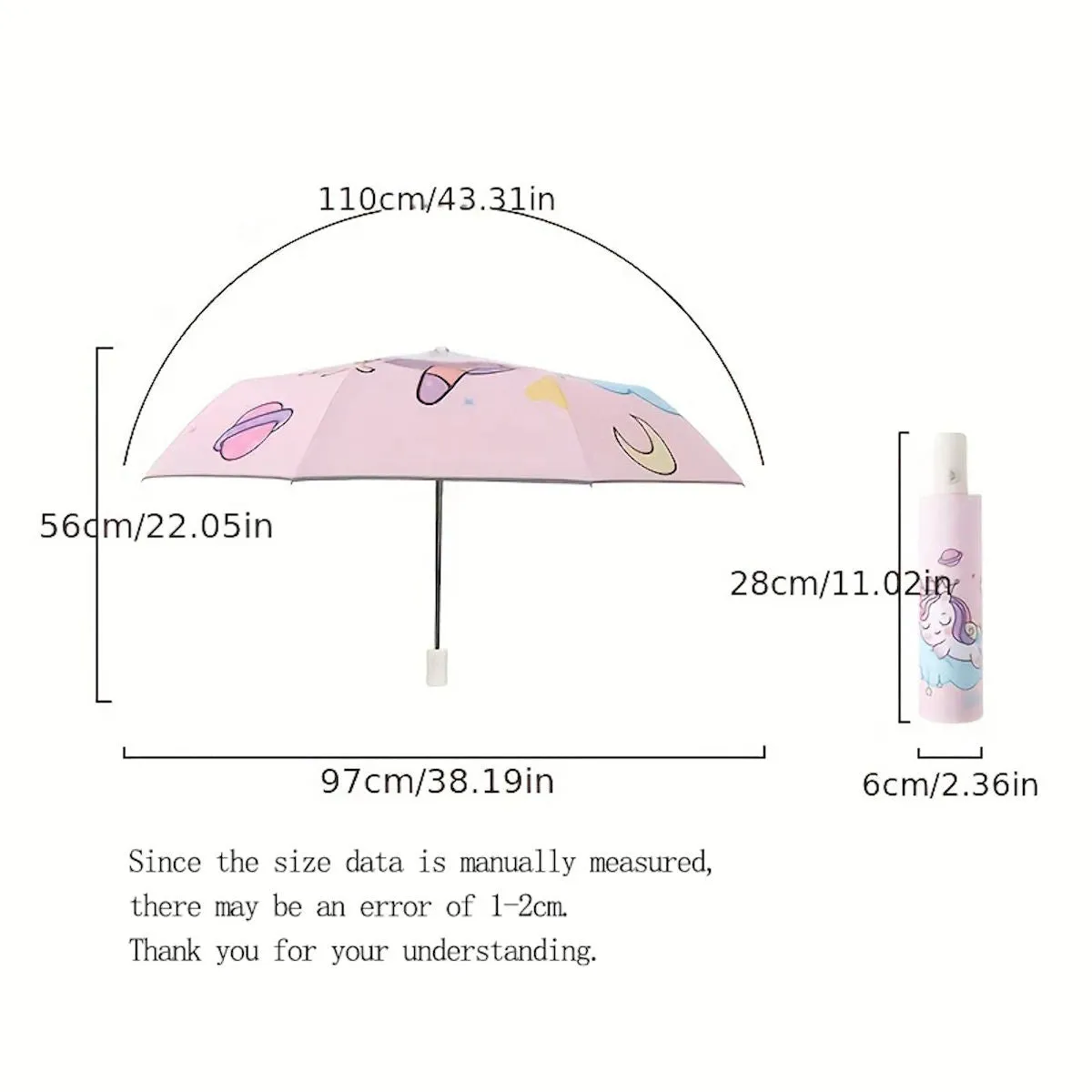Children Unicorn Umbrella Cartoon Unicorn Windproof Manual Automatic Folding Umbrella