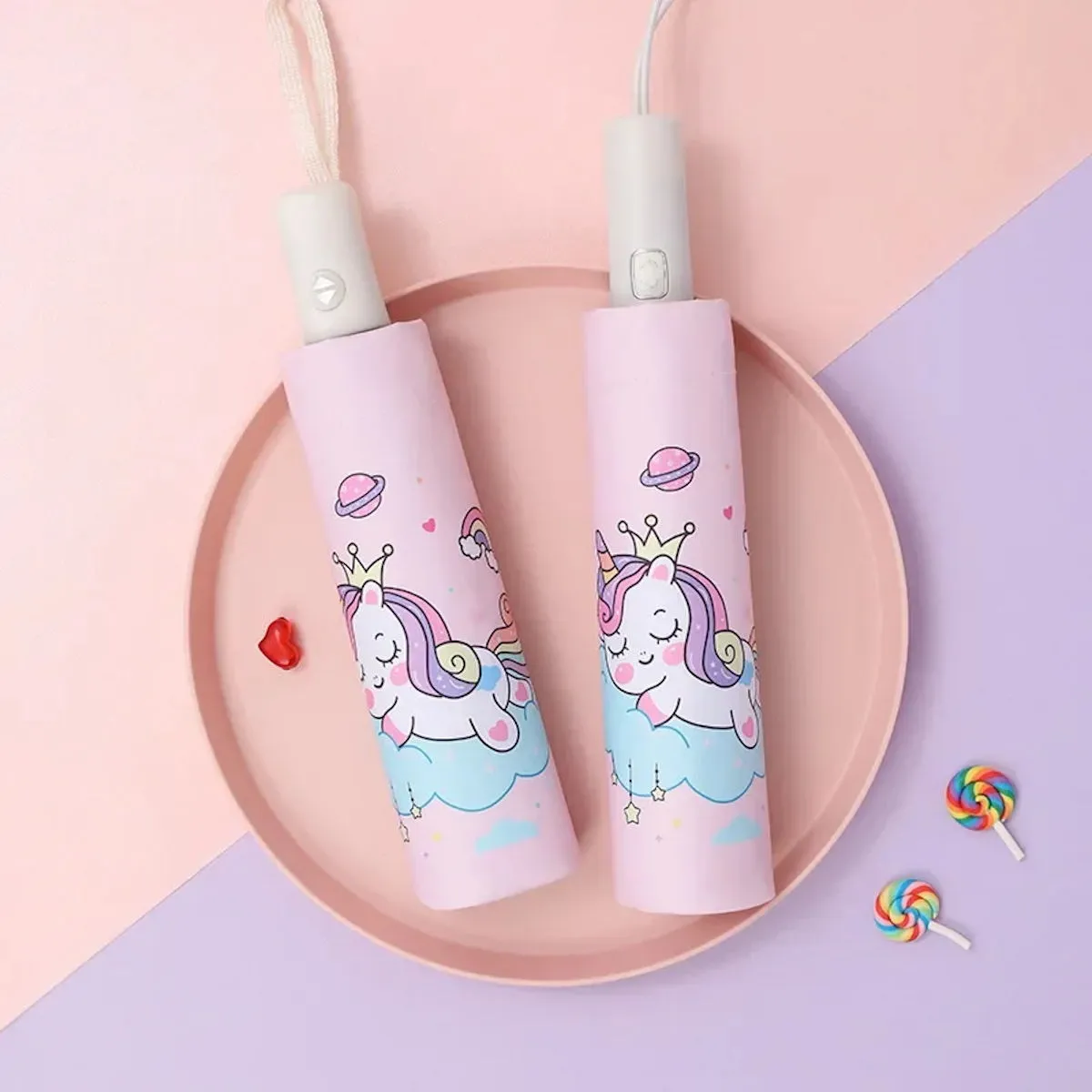 Children Unicorn Umbrella Cartoon Unicorn Windproof Manual Automatic Folding Umbrella