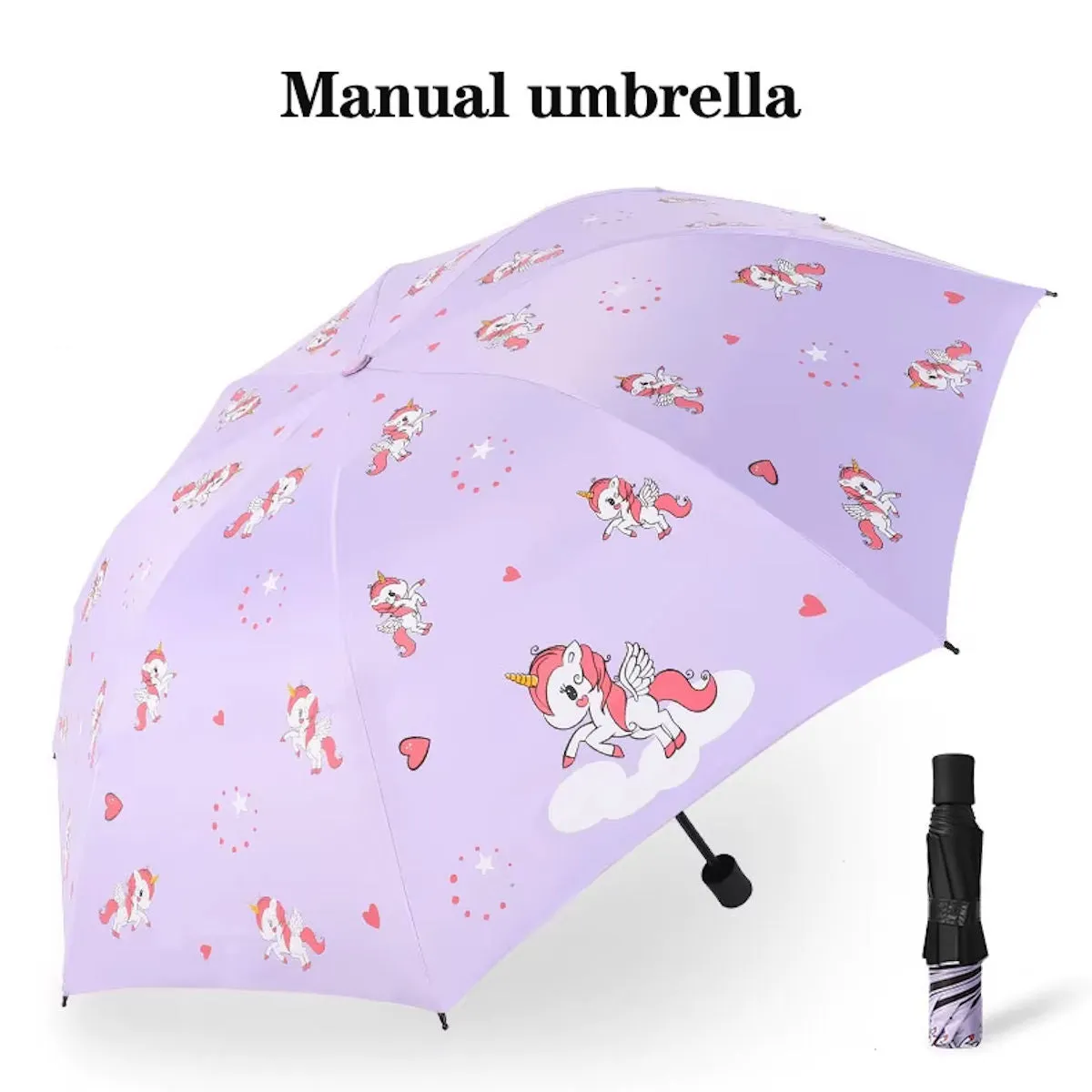 Children Unicorn Umbrella Cartoon Unicorn Windproof Manual Automatic Folding Umbrella