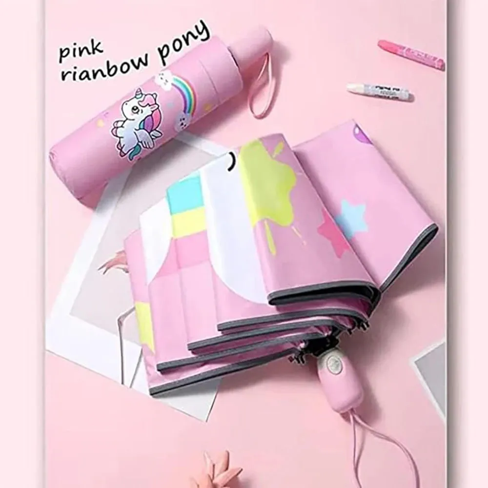 Children Unicorn Umbrella Cartoon Unicorn Windproof Manual Automatic Folding Umbrella