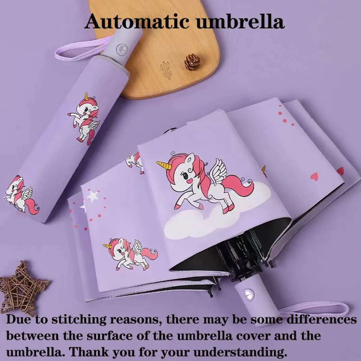 Children Unicorn Umbrella Cartoon Unicorn Windproof Manual Automatic Folding Umbrella