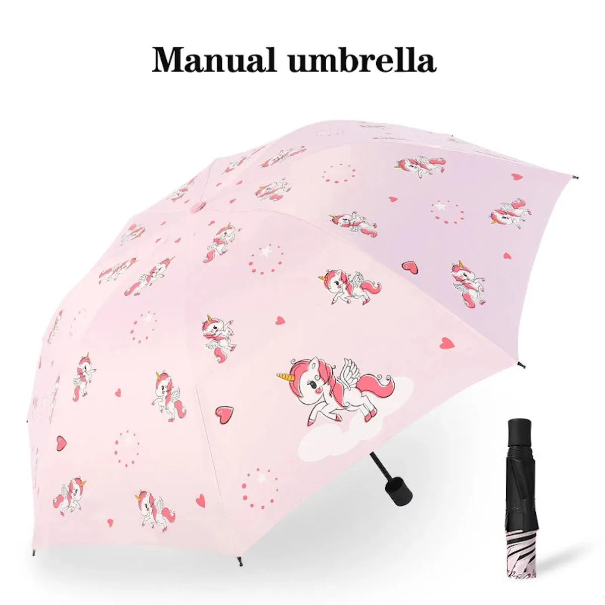 Children Unicorn Umbrella Cartoon Unicorn Windproof Manual Automatic Folding Umbrella