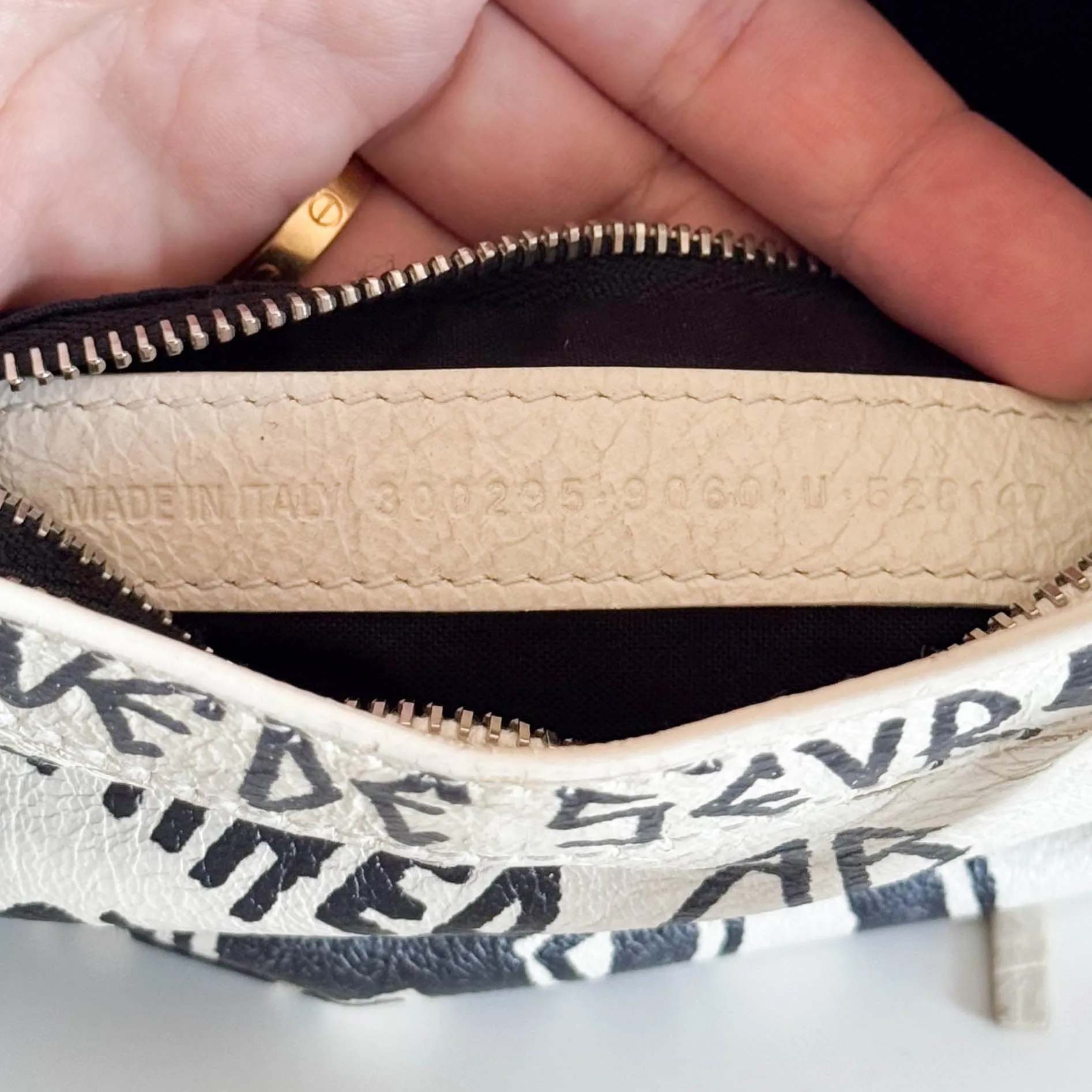 City Mini Black Graffiti White Leather Shoulder Bag