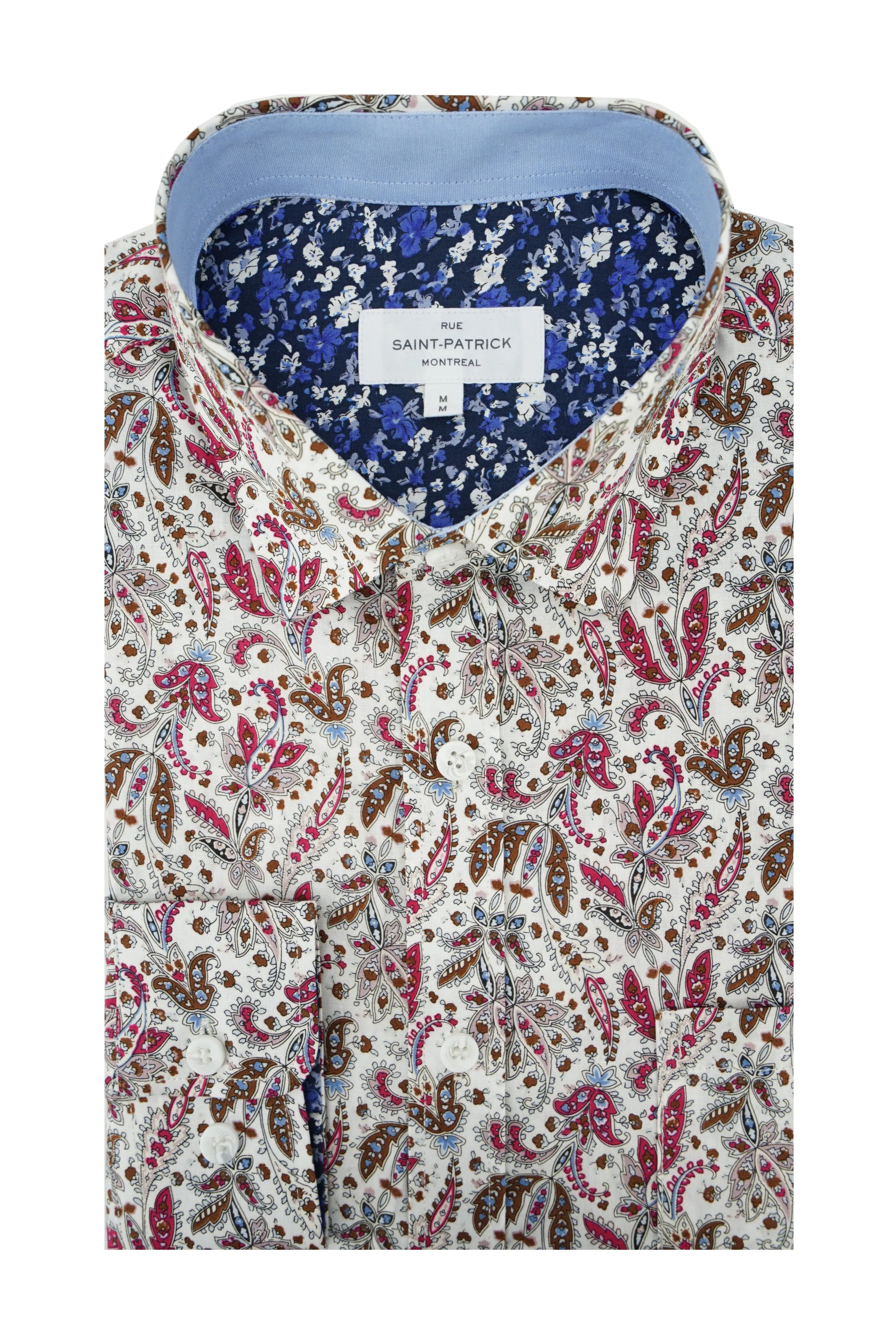 Colebrook Paisley Shirt in White and Raspberry