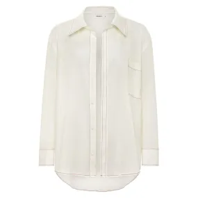 Cream (Raspberry Stitch) Boyfriend Button Down Shirt