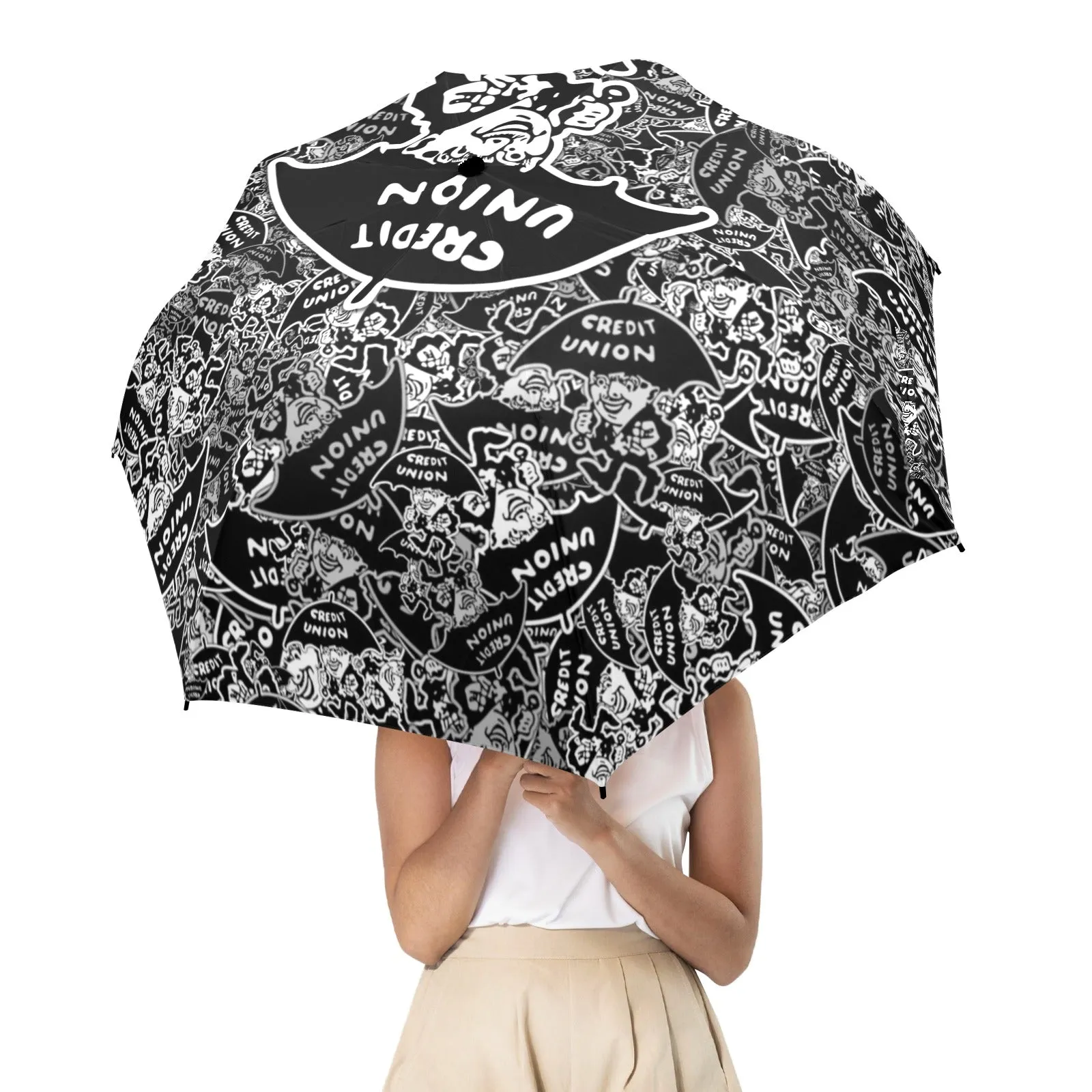 Credit Union Umbrella Man Umbrella (Black & White with Umbrella Man)