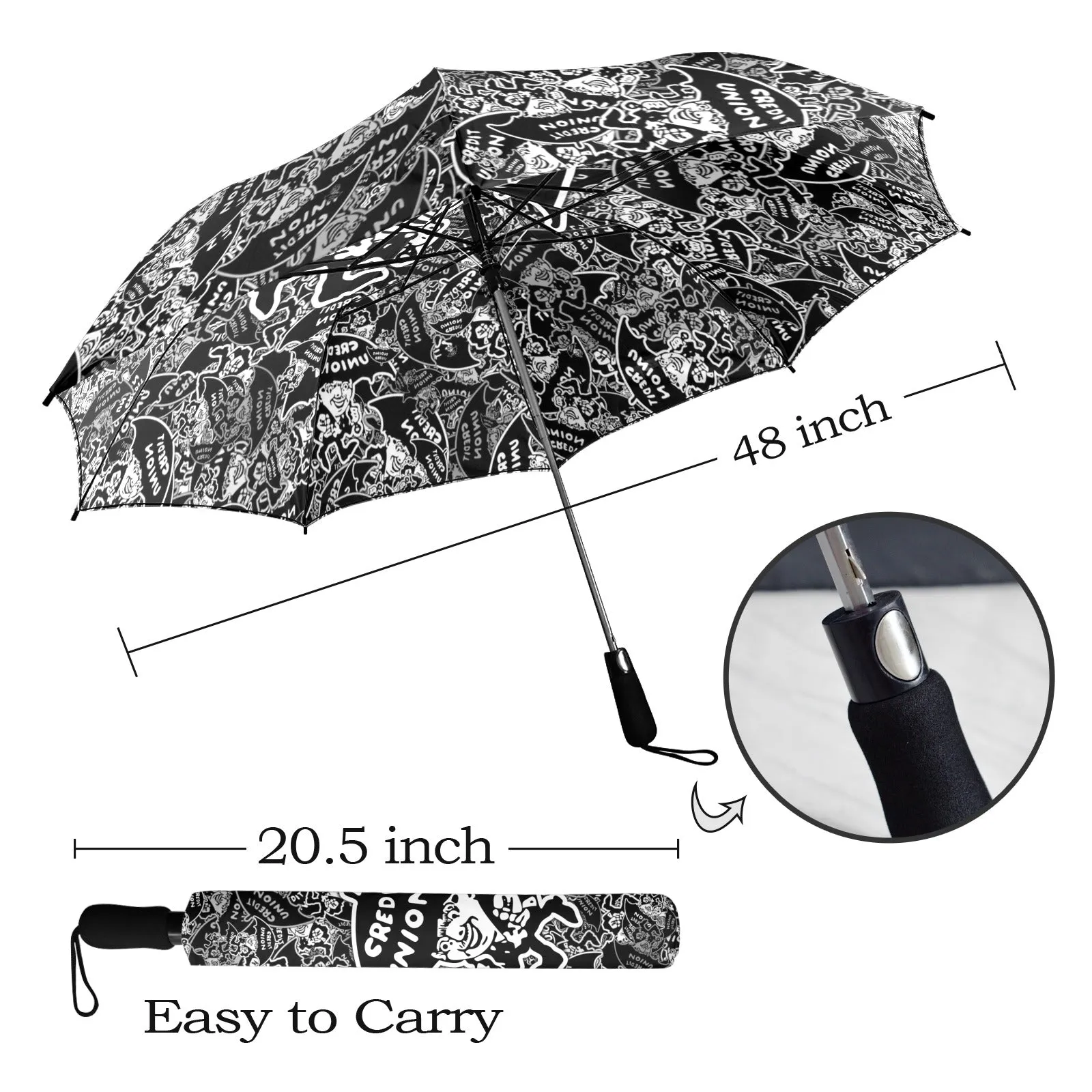 Credit Union Umbrella Man Umbrella (Black & White with Umbrella Man)