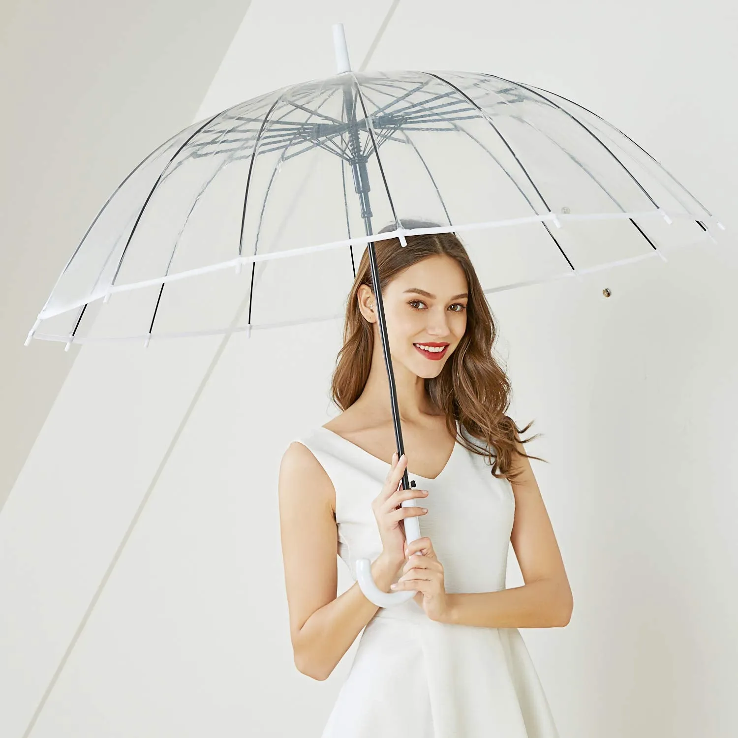 Crocox Clear Umbrellas Automatic Windproof Large Long Men Womens Dome Birdcage