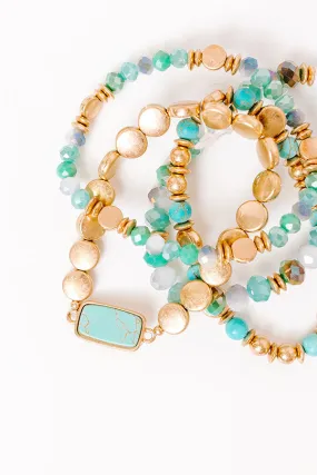 Daily Entertainment Stretch Bracelet Set in Turquoise