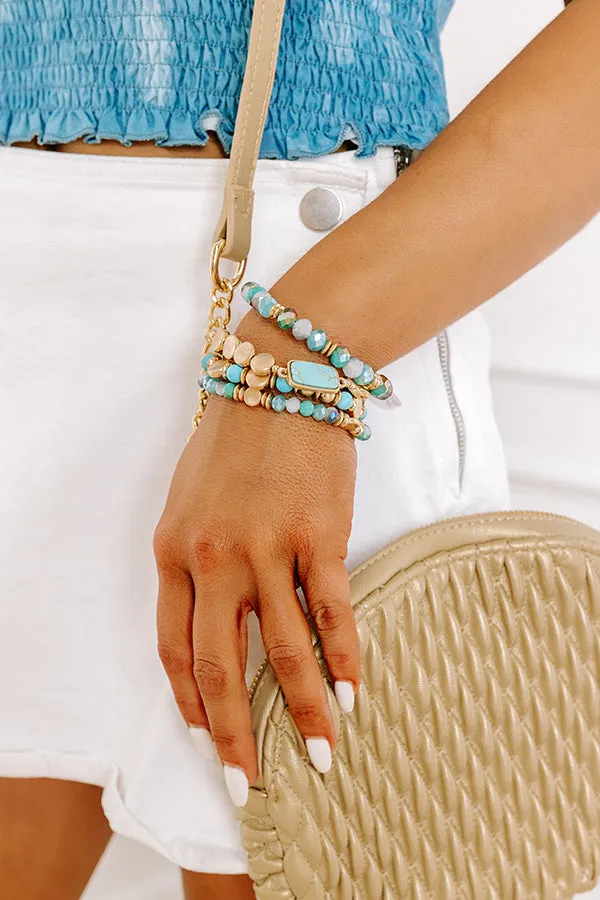 Daily Entertainment Stretch Bracelet Set in Turquoise