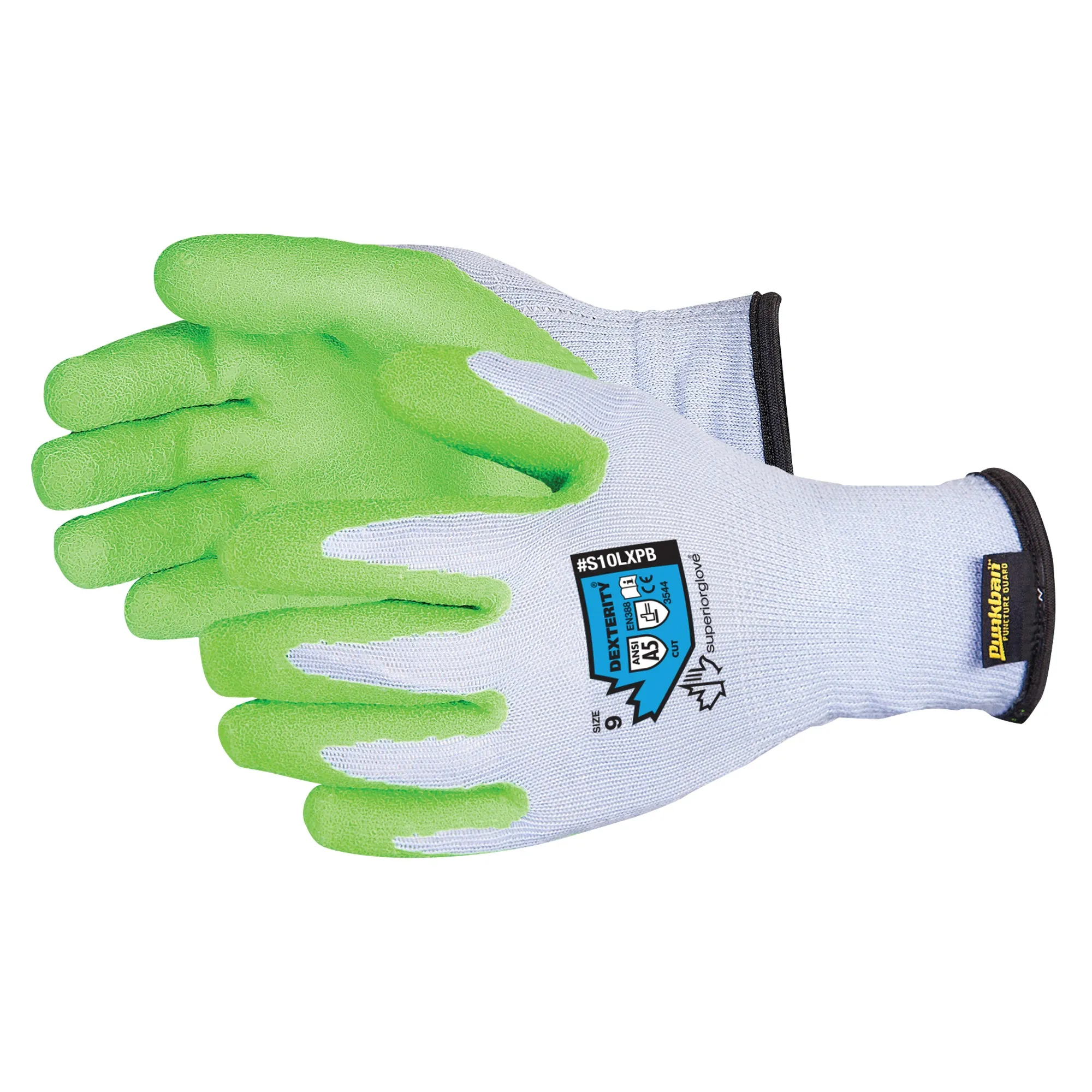 Dexterity® Knit Gloves, Size X-Large/10, 10 Gauge, Rubber Latex Coated, Punkban™ Shell, ANSI/ISEA 105 Level 5